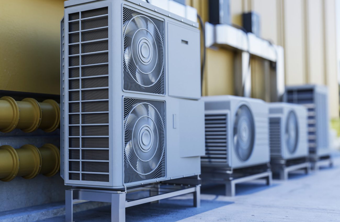 close-up-heat-pump-outside-home close-up-heat-pump-outside-home